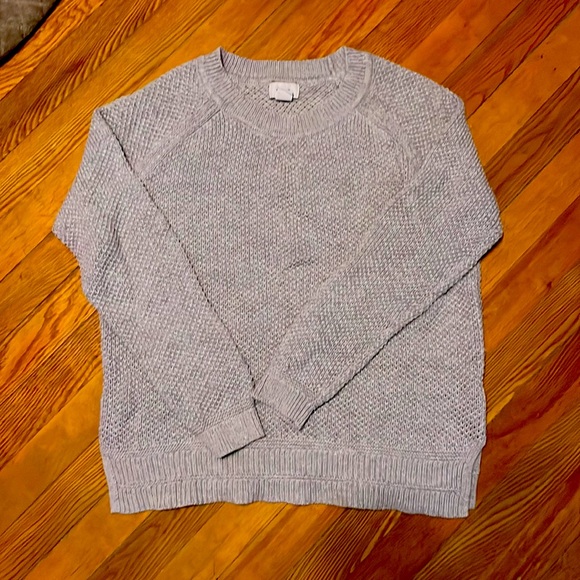 Worn once gray Old Navy sweater with crochet detail and slits on hip - Picture 1 of 3